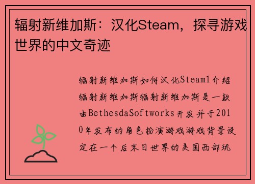辐射新维加斯：汉化Steam，探寻游戏世界的中文奇迹